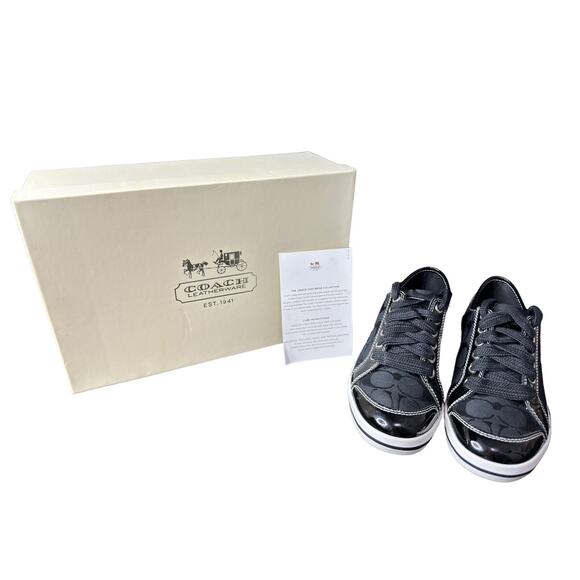 NEW Coach Brodi Black Signature Logo C Tie Up Sneakers Size 8B - Picture 12 of 13